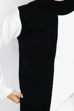 Femme Assuili Pull en Cachemire mélangé col montant naturel/noit