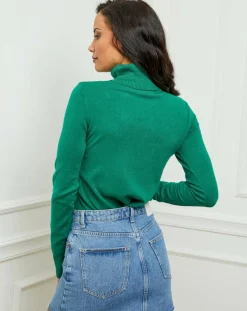 Best Soft Cashmere Pull en Cachemire mélangé col roulé Jade vert gazon