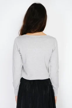 Femme Assuili Pull en Cachemire mélangé col V givre