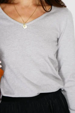 Femme Assuili Pull en Cachemire mélangé col V givre