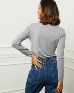 Femme Soft Cashmere Pull en Cachemire mélangé Célia gris