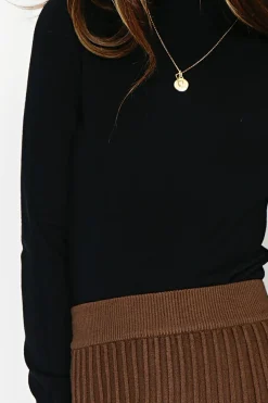 Femme Assuili Pull en Cachemire mélangé col montant noir