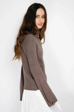 C&Jo Pull en Cachemire mélangé col montant taupe