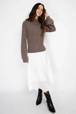 C&Jo Pull en Cachemire mélangé col montant taupe