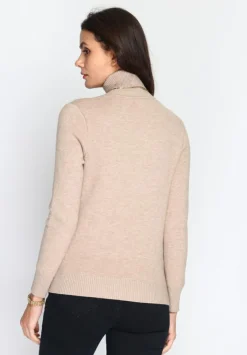 Hot C&Jo Pull en Cachemire mélangé col roulé fourré thermique camel