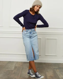 Femme Soft Cashmere Pull en Cachemire mélangé Célia marine