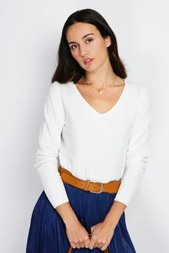 Femme Assuili Pull en Cachemire mélangé col V naturel