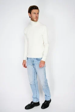 Homme C&Jo Pull en Cachemire mélangé col roulé naturel