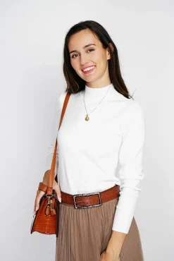 Hot Assuili Pull en Cachemire mélangé col montant naturel