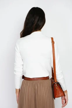 Hot Assuili Pull en Cachemire mélangé col montant naturel