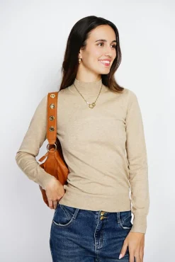 Outlet Assuili Pull en Cachemire mélangé col montant camel