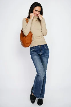 Outlet Assuili Pull en Cachemire mélangé col montant camel