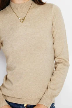 Outlet Assuili Pull en Cachemire mélangé col montant camel