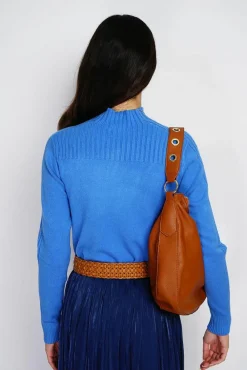 Best Assuili Pull en Cachemire mélangé col montant azur