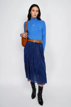 Best Assuili Pull en Cachemire mélangé col montant azur