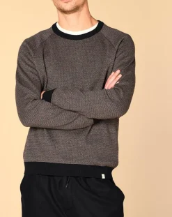 Homme Harris Wilson Pull en Cachemire mélangé Isidoro imprimé gris chiné/ marine/piment