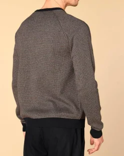 Homme Harris Wilson Pull en Cachemire mélangé Isidoro imprimé gris chiné/ marine/piment