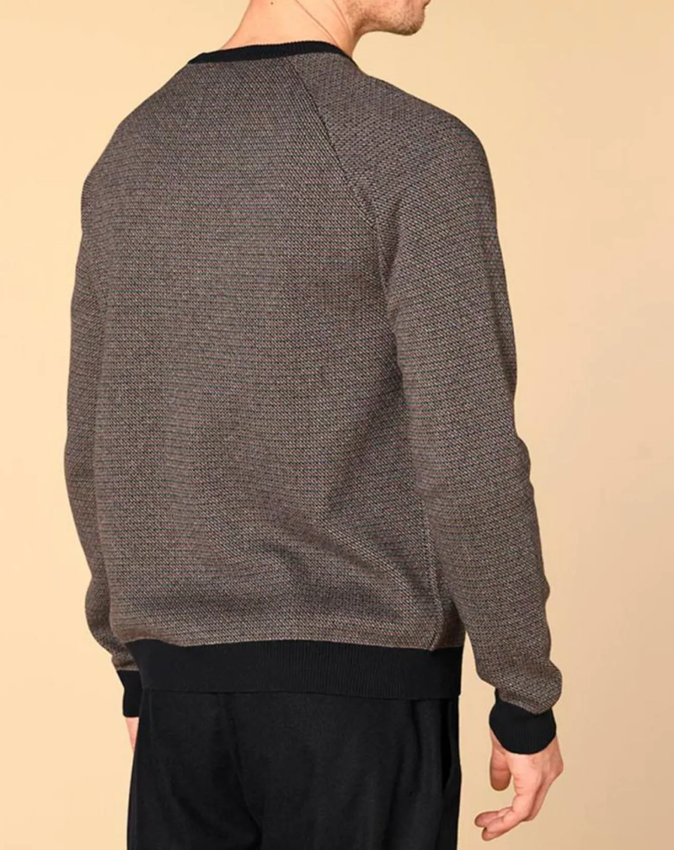 Homme Harris Wilson Pull en Cachemire mélangé Isidoro imprimé gris chiné/ marine/piment