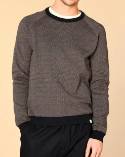 Homme Harris Wilson Pull en Cachemire mélangé Isidoro imprimé gris chiné/ marine/piment