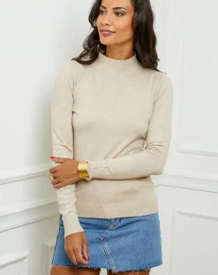 Outlet Soft Cashmere Pull en Cachemire mélangé Jade beige
