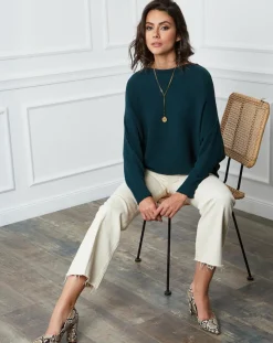 Femme Fleur de cachemire Pull en Cachemire mélangé Lena vert