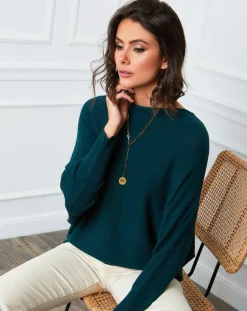 Femme Fleur de cachemire Pull en Cachemire mélangé Lena vert