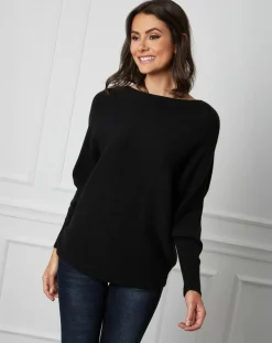 Femme Fleur de cachemire Pull en Cachemire mélangé Lena noir
