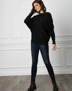 Femme Fleur de cachemire Pull en Cachemire mélangé Lena noir