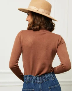 Femme Soft Cashmere Pull en Cachemire mélangé Louna café
