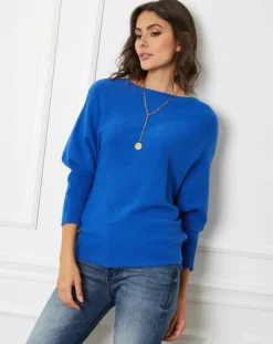 Femme Fleur de cachemire Pull en Cachemire mélangé Lena bleu roi