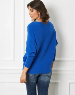 Femme Fleur de cachemire Pull en Cachemire mélangé Lena bleu roi