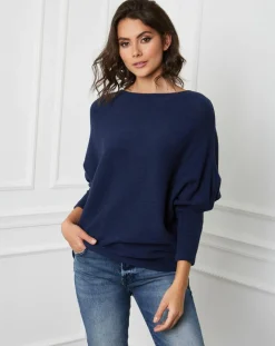 Femme Fleur de cachemire Pull en Cachemire mélangé Lena marine