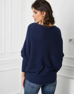 Femme Fleur de cachemire Pull en Cachemire mélangé Lena marine