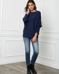Femme Fleur de cachemire Pull en Cachemire mélangé Lena marine
