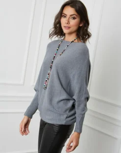 Femme Fleur de cachemire Pull en Cachemire mélangé Lena gris foncé