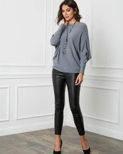 Femme Fleur de cachemire Pull en Cachemire mélangé Lena gris foncé