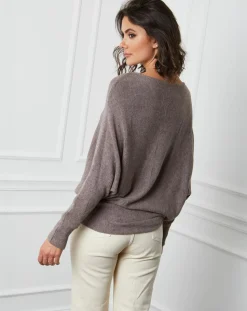 Femme Fleur de cachemire Pull en Cachemire mélangé Lena taupe