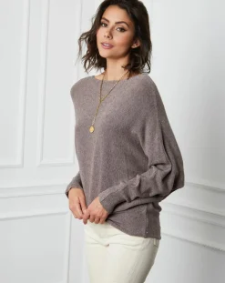 Femme Fleur de cachemire Pull en Cachemire mélangé Lena taupe