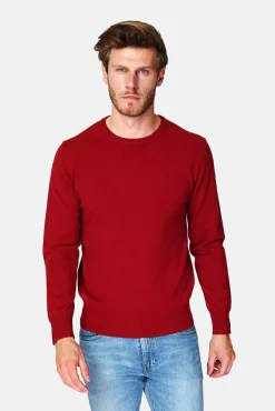 Homme C&Jo Pull en Cachemire mélangé ras de cou rouge