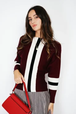 Outlet Assuili Pull en Cachemire mélangé ras du cou bordeaux