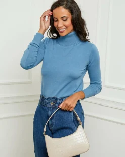 Femme Soft Cashmere Pull en Cachemire mélangé Soraya bleu