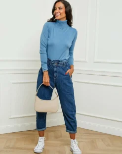 Femme Soft Cashmere Pull en Cachemire mélangé Soraya bleu