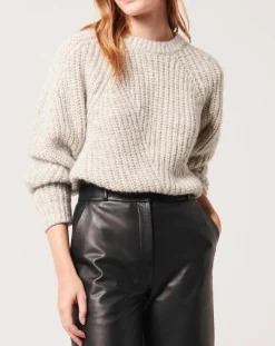 Femme Zapa Pull en Coton & Alpaga Nae gris clair