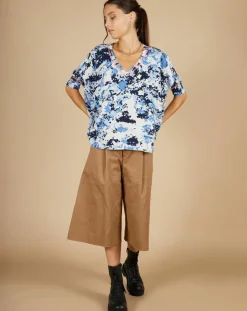 Femme Cashmere Tribu Pull en Coton & Cachemire Maya à motif nuit