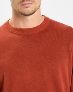 Homme Marc O'Polo Pull en Coton & Cachemire brique