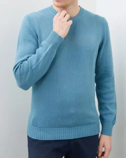 Homme Hackett London Pull en Coton & Laine col rond vert