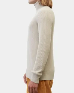 Homme Marc O'Polo Pull en Coton & Laine côtelé écru