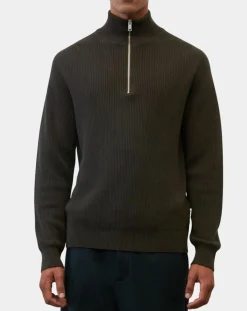 Homme Marc O'Polo Pull en Coton & Laine côtelé marron foncé