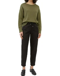 Femme Marc O'Polo Pull en Coton & Lin Col Bateau kaki