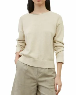 Hot Marc O'Polo Pull en Coton & Lin Col Bateau beige clair